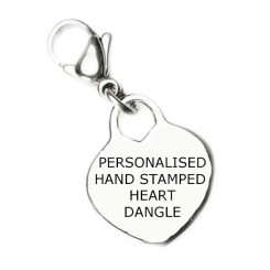 Personalised Hand Stamped Heart Dangle - Click for colour options